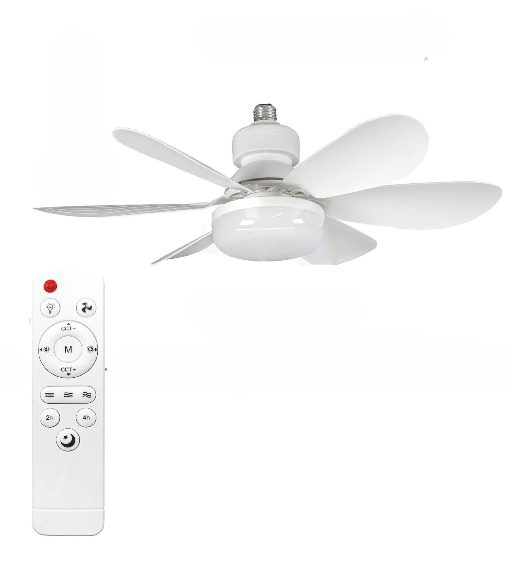 LED 40W ceiling fan light E27 with remote control for dimming, suitable for living room, study, household use, 85-265V