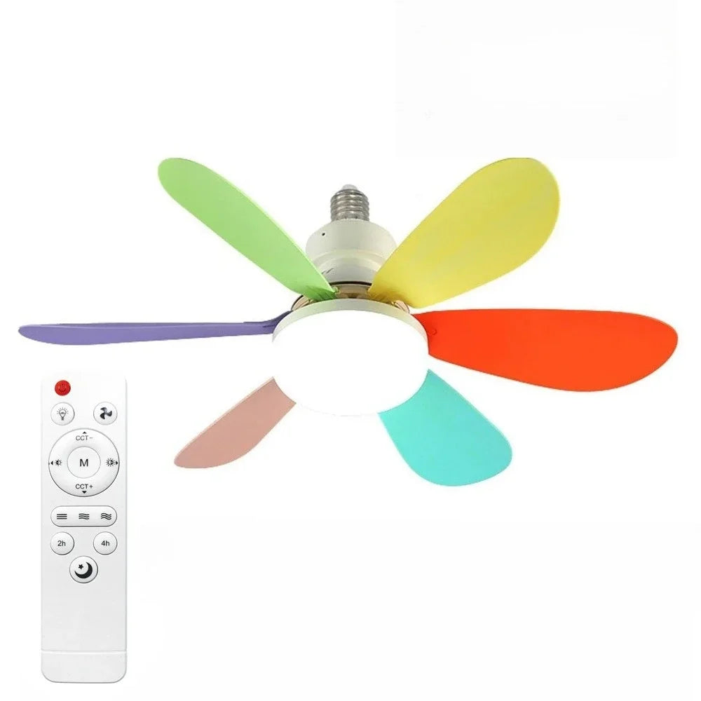 LED 40W ceiling fan light E27 with remote control for dimming, suitable for living room, study, household use, 85-265V