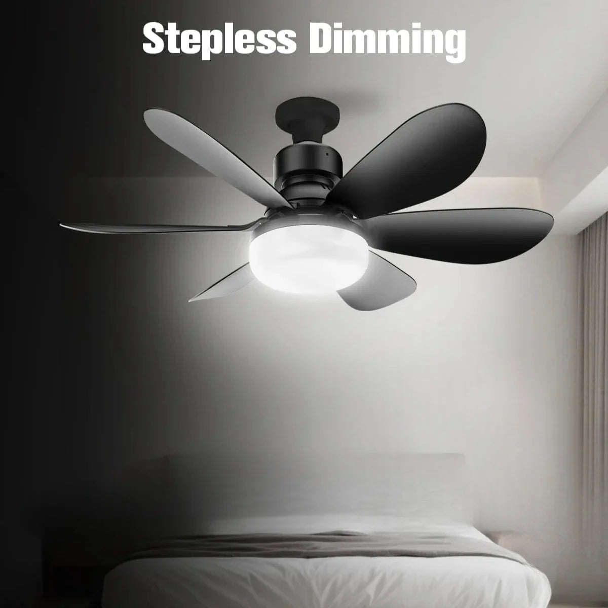 LED 40W ceiling fan light E27 with remote control for dimming, suitable for living room, study, household use, 85-265V